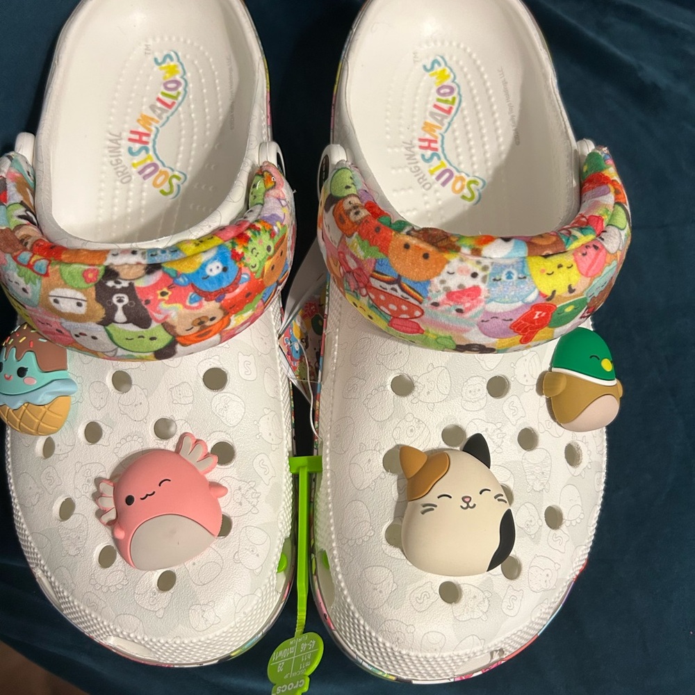 CROCS White Clogs with Colorful Charms